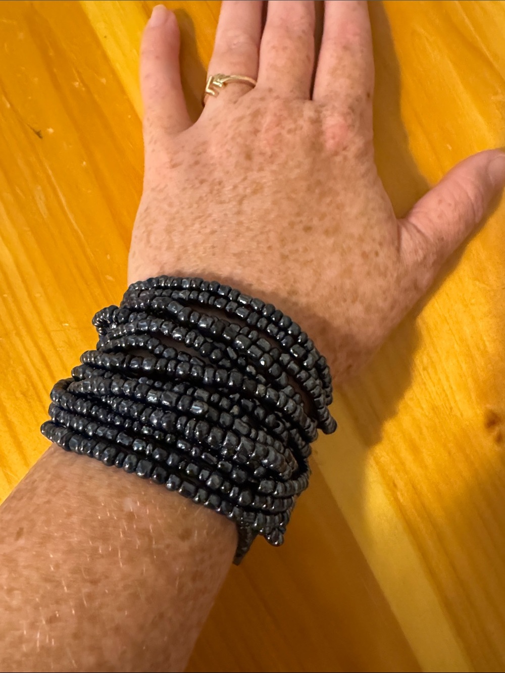 Multi-Strand Hematite Beaded Wrap Bracelet